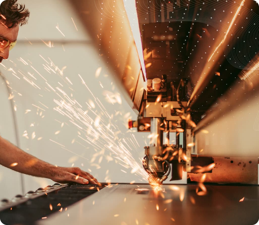 Laser cutting sheet metal in Pishtaz Kaveh's production workshop